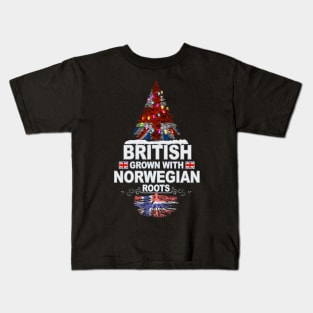 British Grown With Norwegian Roots - Gift for Norwegian With Roots From Norway Kids T-Shirt